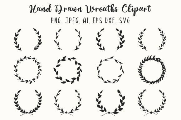 12 Hand Drawn Wreaths Clipart: A Versatile Design Resource for Creative Projects