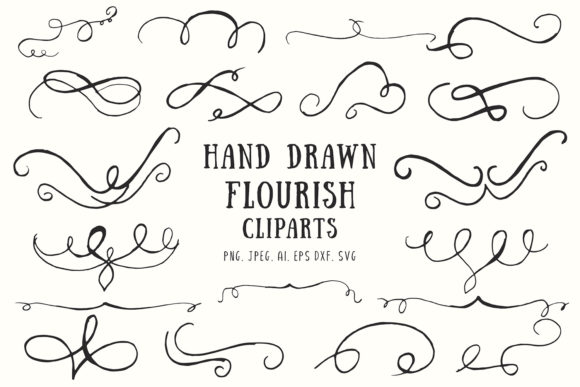 20 Flourish Hand Drawn Cliparts