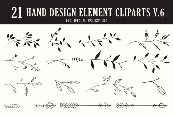 20 Handmade Design Element Clipart 6: A Versatile Collection for Creative Projects