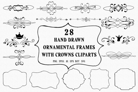25 Handmade Frames with Crowns Cliparts