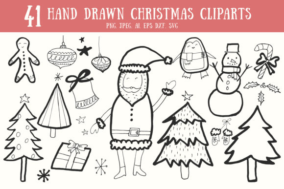 40 Handdrawn Christmas Cliparts