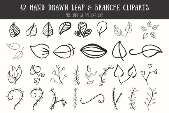 42 Leaf Branche Handmade Cliparts: A Versatile Design Resource for Creatives