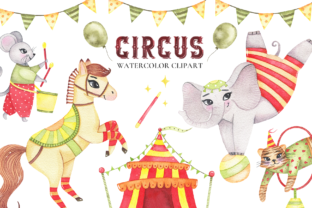 Circus Animals Watercolor Clipart