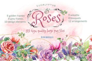 Eucalyptus Roses Watercolor Bundle