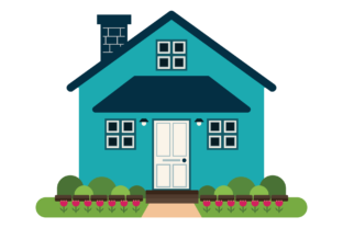 Geometric Modern Teal House Clip Art: A Versatile Design Resource