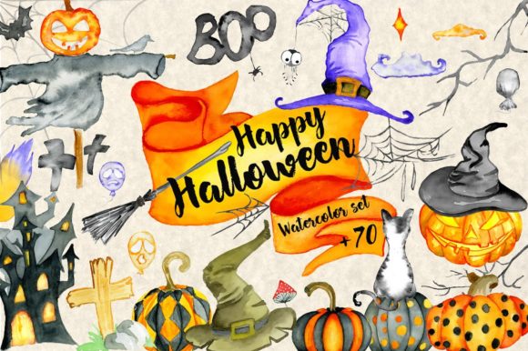 Happy Halloween Watercolor: A Creative Resource for Every Designer