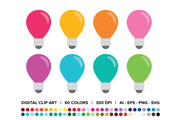 Light Bulb Clip Art Set: High Quality Clip Art Images for Web and Print