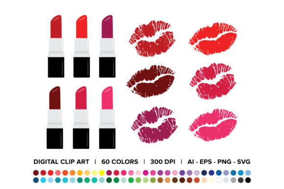 Lipsticks Kisses Clip Art Set: A Versatile Resource for Designers and Creators