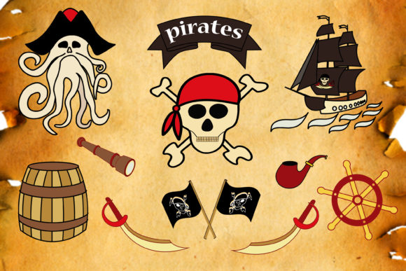 Pirate Vector Clipart Set for Creative Projects and Commercial Use