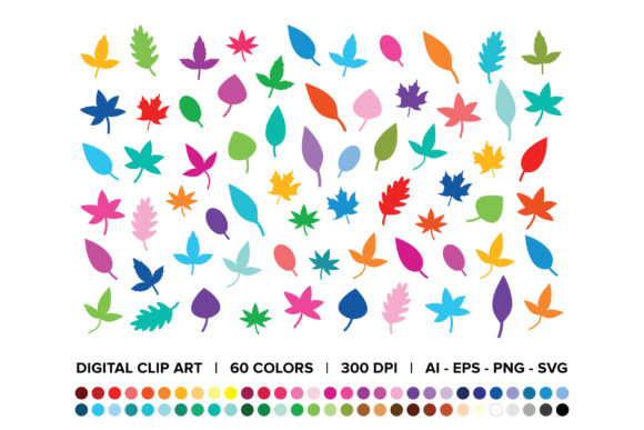 Tree Leaves Silhouette Clip Art Set