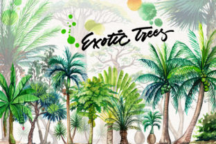 Watercolor Exotic Trees