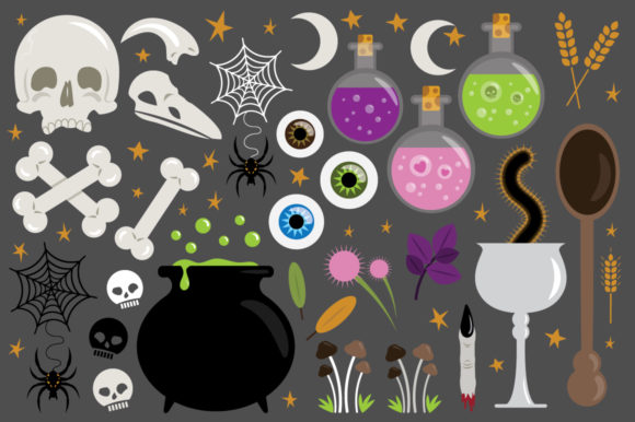 Witches Kitchen Clip Art Set: A Versatile Resource for Spooky Design Projects
